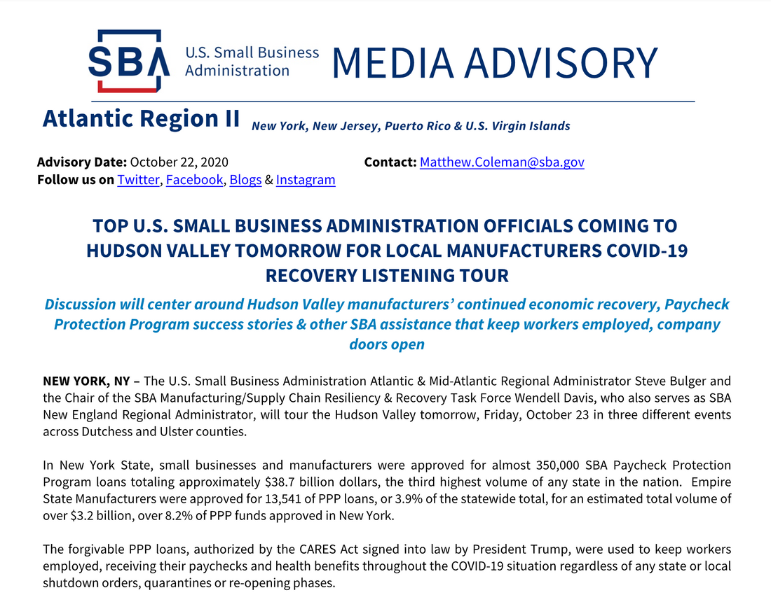 TOP U.S. SBA OFFICIALS COMING TO HUDSON VALLEY